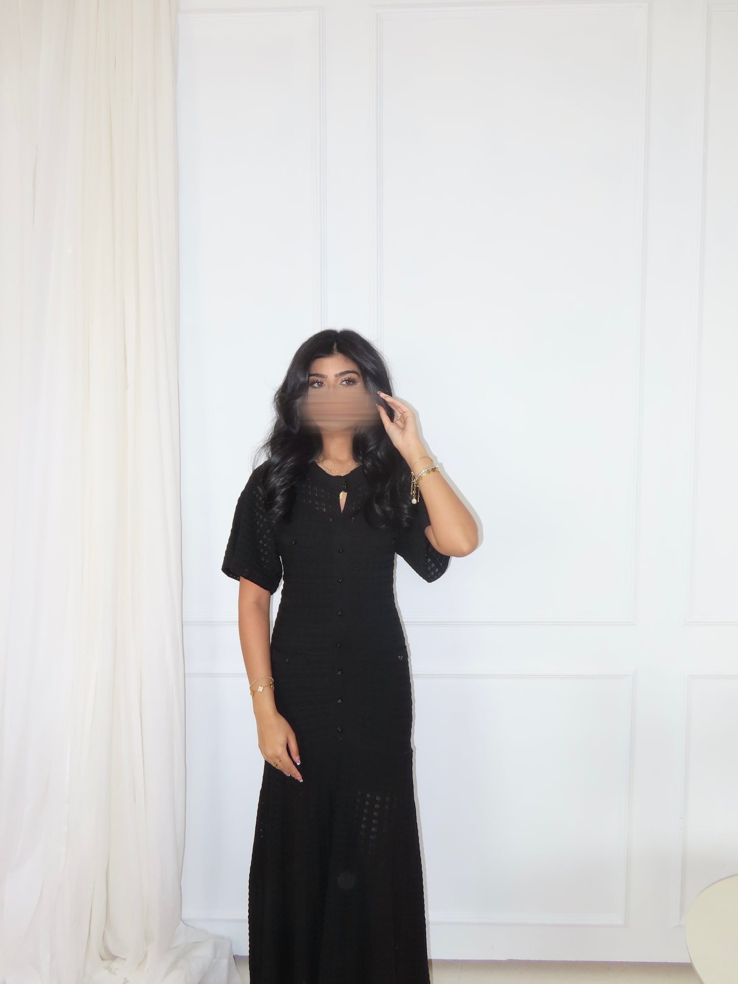 Black Textured Knit Maxi Dress